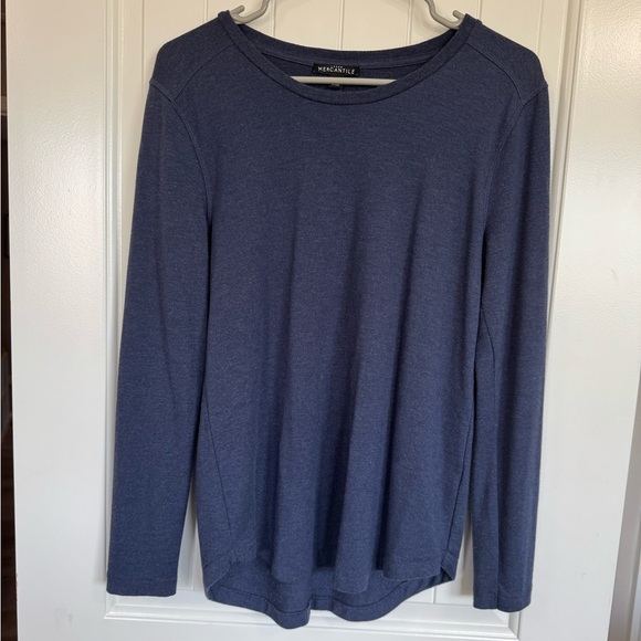 Navy Long Sleeve Tee with Soft Fabric and Relaxed Fit - Picture 1 of 5